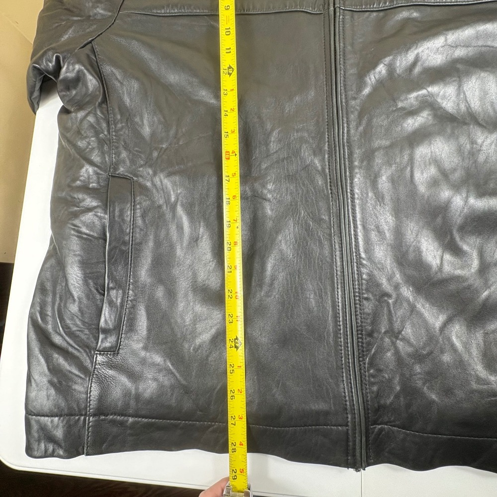 Vintage Lambskin Leather Jacket Mens 2XL Black Full Zip Minimalist - Picture 8 of 16